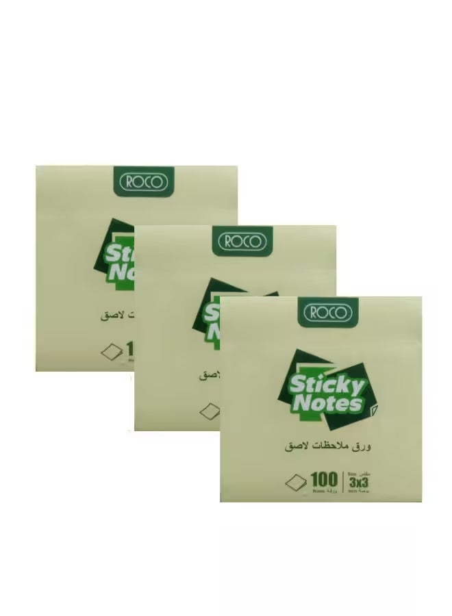 روكو 12 حزمة ملاحظات لاصقة مقاس 3x3 بوصة بإجمالي 300 ورقة أصفر - Image 2